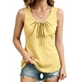 thumbnail image 3 of Ruimatai Womens Casual Sleeveless Tank Tops V Neck Drawstring Ruched Shirts Loose Fit Curved Hem Summer Blouses, 3 of 6