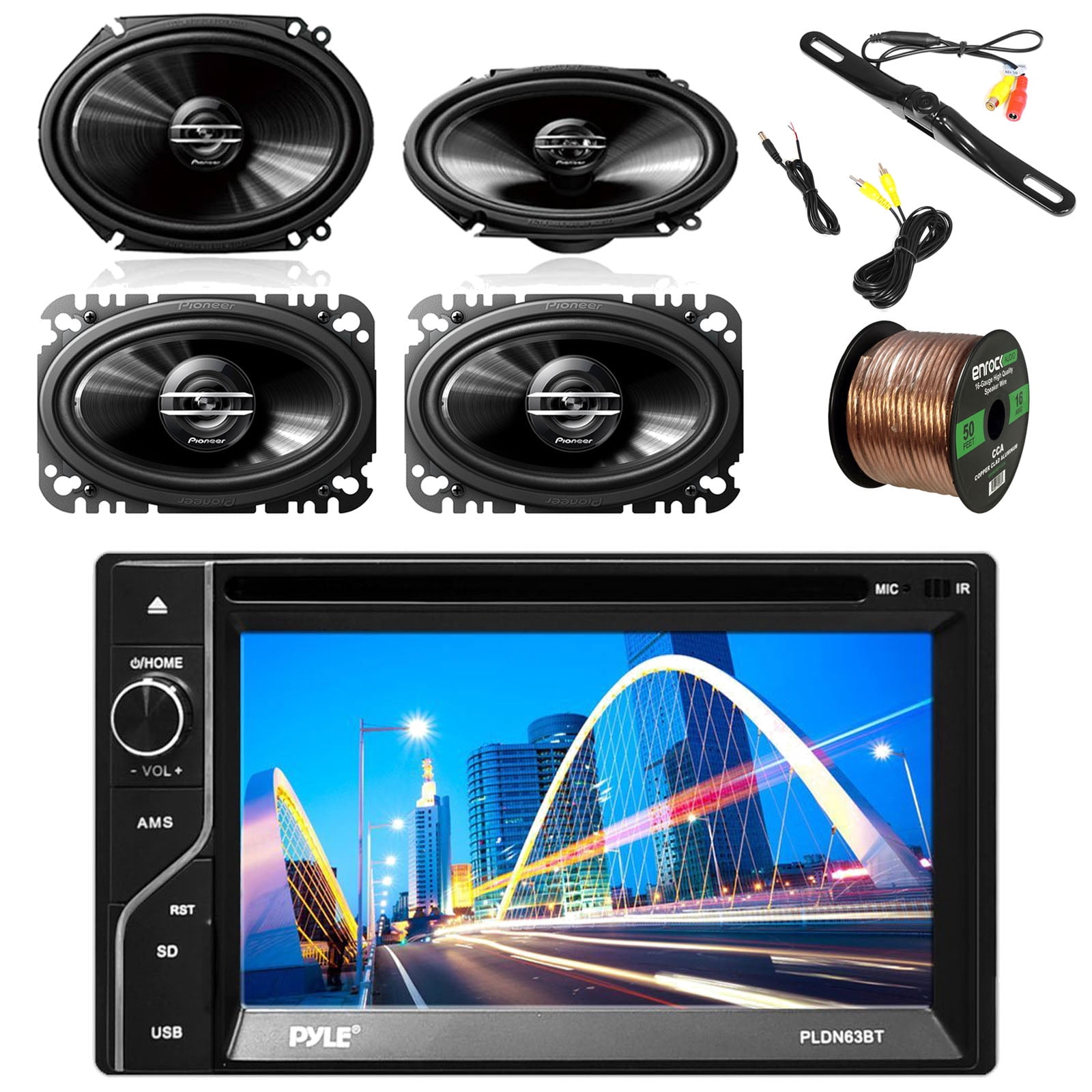 Pyle 6.5'' 2DIN Touch Screen BT Receiver w/Pyle License Plate