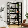 thumbnail image 5 of NUMENN 5 Tier Corner Bookshelf, Modern Corner Bookcase, Large Open Shelf Bookcase, Tall Bookshelves Storage Display Rack for Bedroom, Living Room and Home Office, Black, 5 of 14