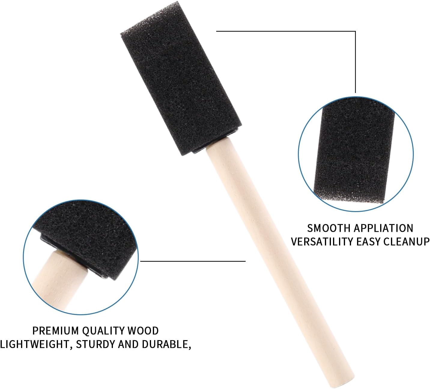 JJEAN-1" Foam Paint Brushes - 100 Pack, 1-Inch Painting Sponges - Premium Foam Brushes - Lightweight & Durable - Sponge Brush Ideal for Painting, Crafting, Acrylics, Stains, Varnishes (Black)