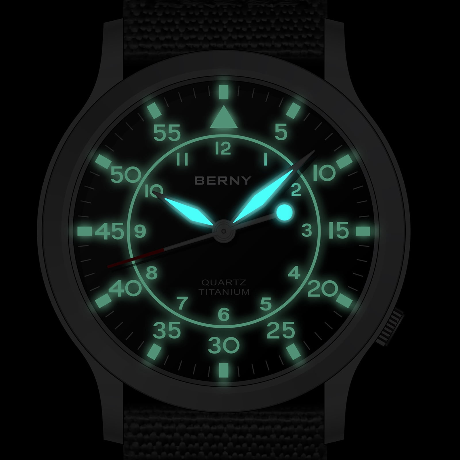 BERNY Titanium Watches for Men, Sport Military Men Watch with Canvas Strap, Japanese Quartz Movement, Super Luminous, Fashion Men's Field Watch, Casual 5ATM Waterproof Army Wristwatch, Beige