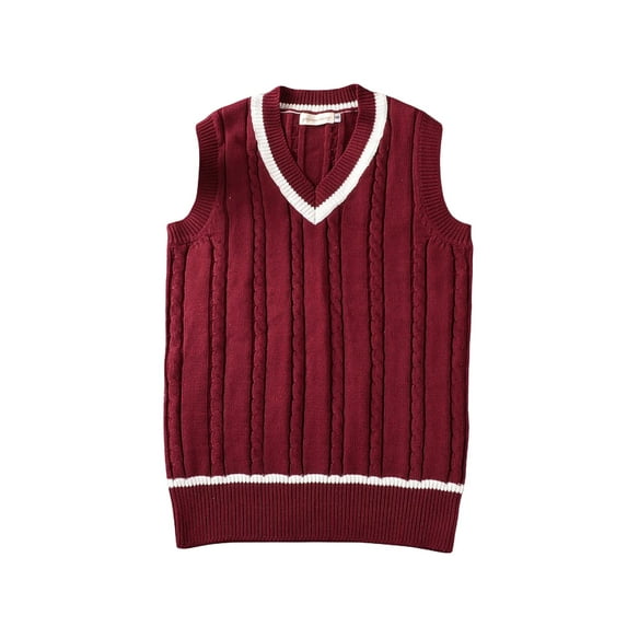 hirigin Knitting Waistcoat for Women and Men, Stripe Print Sleeveless V-Neck Vest Preppy Style Sweater
