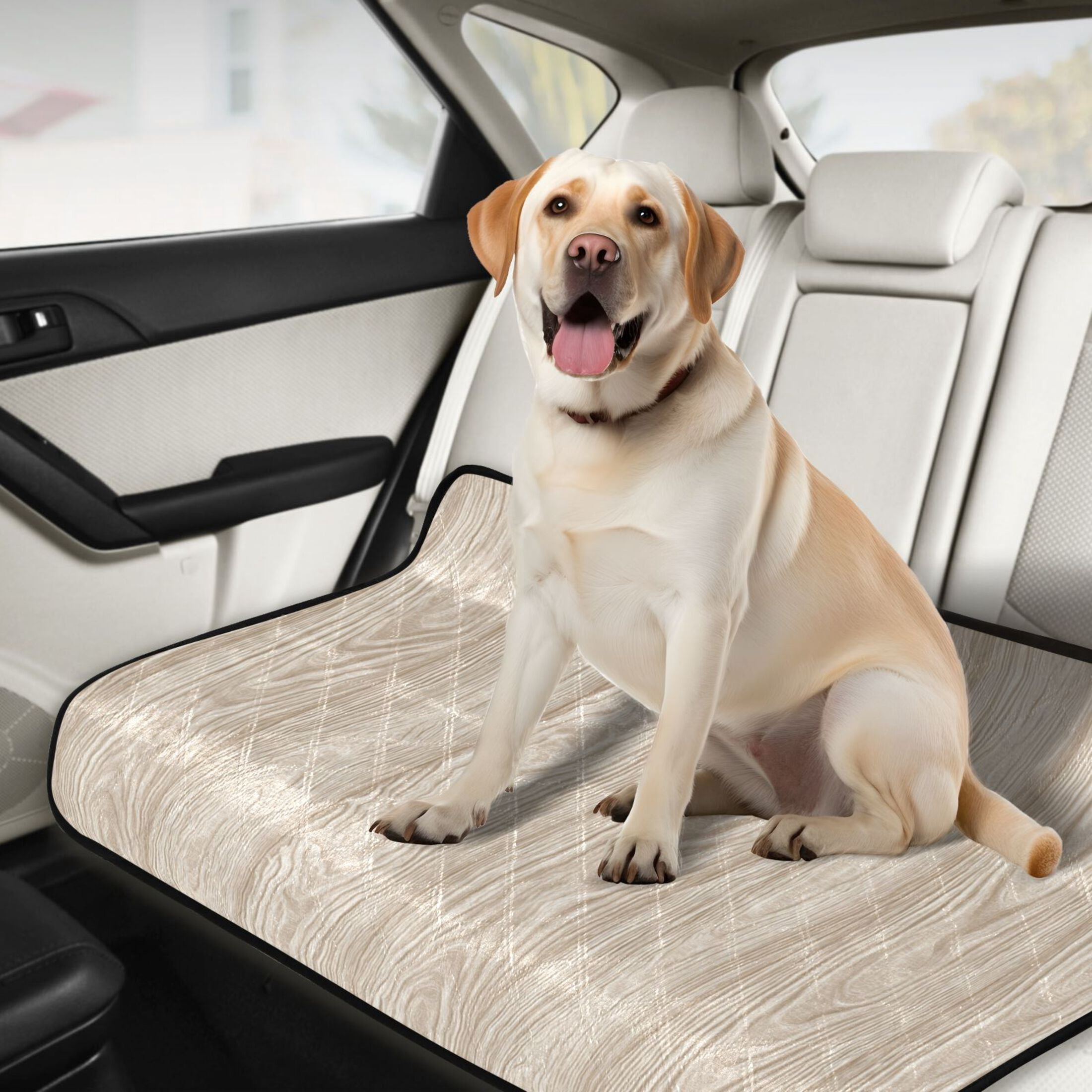 Washable Pet Pee Pads Soft Plush Absorbent Mat Non-Slip Floor Protector for for Dogs & Cats Beige Wood Grain Pattern