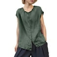 thumbnail image 2 of Xuyuer Women's Solid Color Sleeveless Blouse, Lace Collar Cardigan Top Loose Fit Casual Fashion Shirt, 2 of 6