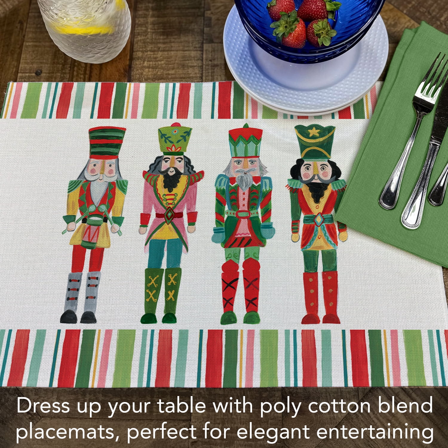 Highland Home "Nutcracker" 4-Pack Cotton Blend Washable Placemats