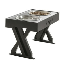 Feandrea Elevated Dog Bowls for Large Dog Dog Feeder Raised Bowl Stand with Storage Drawer 2 Bowls Rustic Brown and Black Walmart