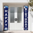 thumbnail image 5 of Blue Happy Birthday Door Banner Decorations Silver Letters Birthday Banner Porch Sign Outdoor Indoor Party Backdrop Decorations Supplies, 5 of 7