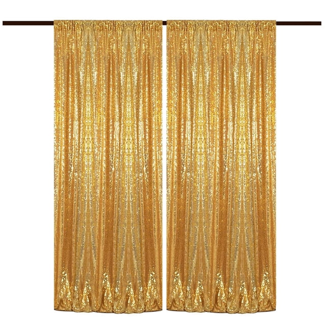 Cortinas de Fondo con Lentejuelas TCBESTO Dorado 1.2 m x 2.4 m 2 Paneles