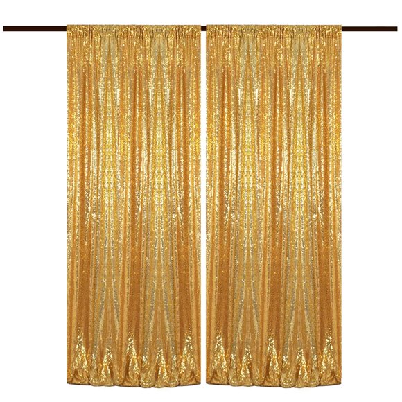Cortinas de Fondo con Lentejuelas TCBESTO Dorado 1.2 m x 2.4 m 2 Paneles