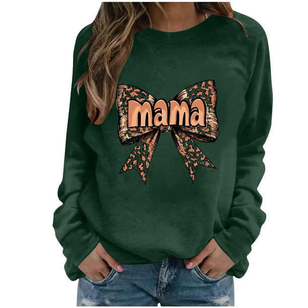 Xuyuer Women's Printed Long Sleeve Round Neck Casual Hoodless Sweatshirt, Comfortable Pullover Top for Mother's Day Gifts, Family Events and Relaxed Everyday Wear