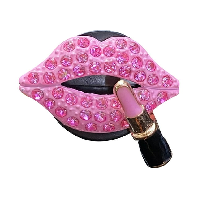 CEHVOM Car Charm Air Clips, Sexy Crystal Lips Car Interior Accessories, Rhinestone Diamond Lipstick Car Bling Decorations Clearance