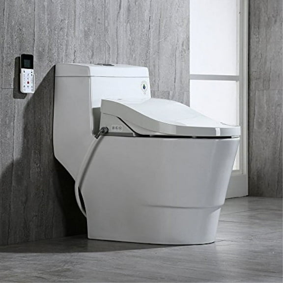 woodbridge t-0008 luxury bidet toilet, elongated one piece toilet with advanced bidet seat, smart toilet seat with temperature controlled wash functions and air dryer