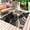 Black, variant on Black Marble Outdoor Rug 5x7 Ft - Reversible Patio Rug Outdoor Camping Rugs, Grey Gold Texture Vintage Farmhouse Art Washable Indoor Outdoor Area Rugs, Non-Slip Outdoor Carpet Runner for Deck/Porch