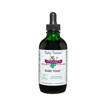 Vitanica Sleep Tonic, Natural Liquid Sleep Aid Supplement, Dr. Formulated, Relaxation and Calm Support for Adults, Stress Relief, Valerian Root, Lemon Balm, Passion Flower, Vegan, 4 Ounce