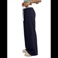 thumbnail image 3 of Pantalones Deportivos Anchos con Cintura de Contraste de Color y Hebilla de Cordón para Mujer. Azul Marino M, 3 of 8
