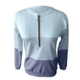 thumbnail image 5 of UAMVSH Plus Size Sweatshirts for Women Trendy Color Block Ribbed Pullover Tops 1/4 Zipper Casual Long Sleeve Tunic Shirts Ladies Fashion(Large,Light Blue), 5 of 5