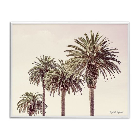 Stupell Industries Coastal Tropical Palm Trees Sun Bleached Summer Sky White Framed Giclee Art, 14 x 11, by Elizabeth Urquhart
