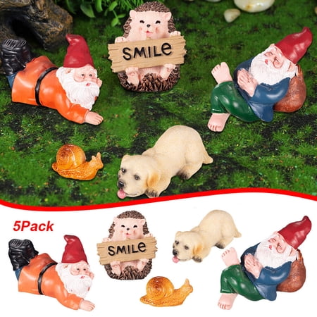 Kqiang 4/5PCS Funny Yoga Garden Gnome Statue Fairy Gnome Figurines Lawn Sculpture Gift