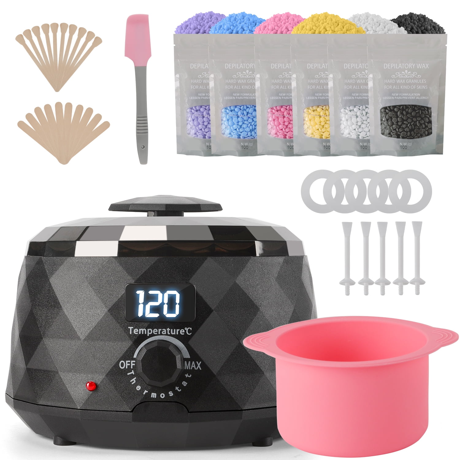 YUWENUS Waxing Kit, Digital Wax Warmer Hair Removal Kit, Wax Machine