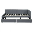 thumbnail image 4 of Upholstered Daybed with 2 Storage Drawers, Full Size Platform Bed with Armrest and 10 Wood Slats Support, Solid Wood Bed Frame for Bedroom Living Room, No Box Spring Needed, Gray, 4 of 7