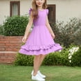 thumbnail image 7 of Kovlvoll Teen Girls Summer Dress Fashion Clothes Ruffle Short Sleeve Round Neck Solid Color Child Girl Dresses, 7 of 7