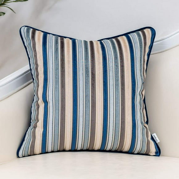 Funda de almohada decorativa Yangest, 50 x 50 cm, terciopelo a rayas