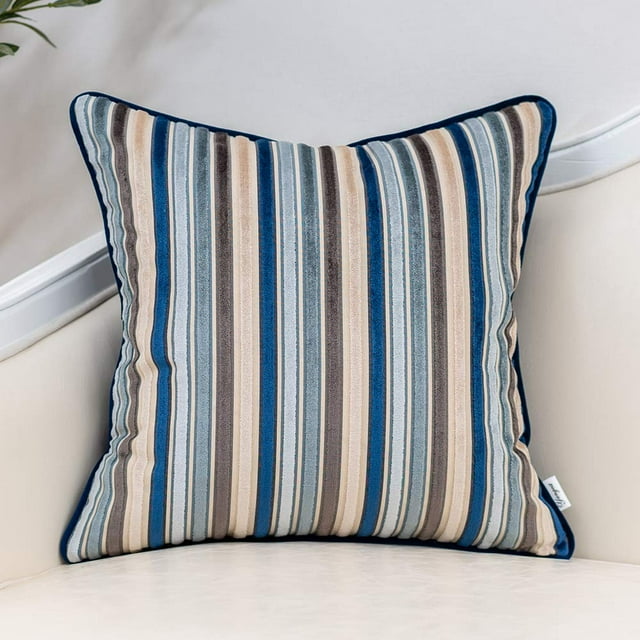 Funda de almohada decorativa Yangest, 50 x 50 cm, terciopelo a rayas