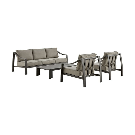 Armen Living Koda Aluminum Outdoor Sofa in Brown