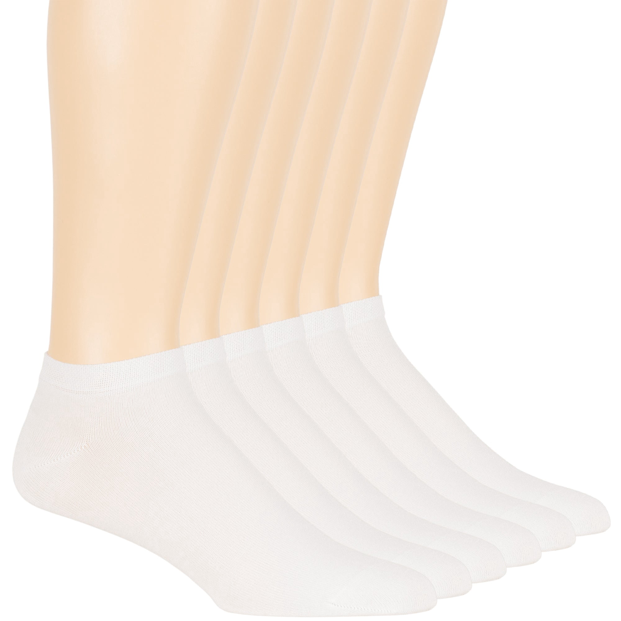 7BIGSTARS KINGDOM Men Bamboo Ankle Sock - 6 Pack - Thin Seamless Breathable Soft Solid Low Cut - Sock Size 10-13 Shoe 9-12 L White