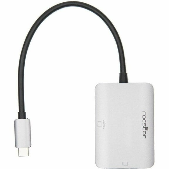 Rocstor Premium USB-C to HDMI & VGA Dual Port Adapter - HDMI 4K @30Hz
