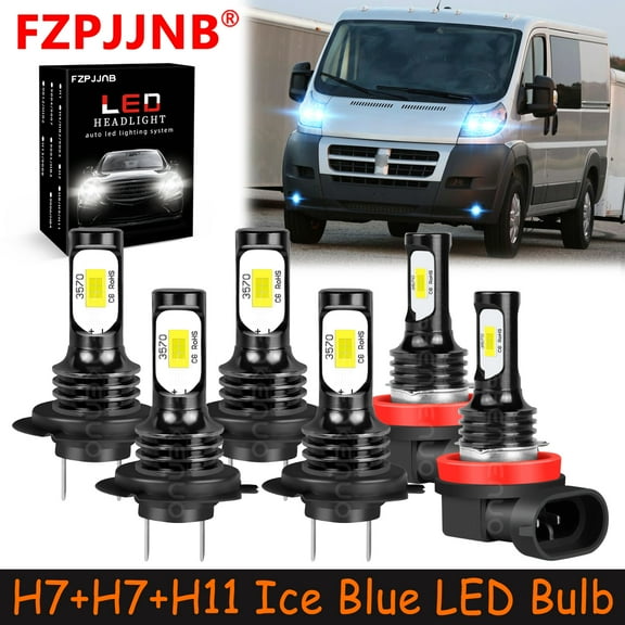 FZPJJNB H7 H7 H11 for Dodge RAM ProMaster 1500 2500 3500 2014-2020 Ice Blue Led Headlights Bulb High Low Beam Fog Light,HKL,C03