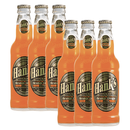 Hank's Genuine Gourmet Orange Cream Soda, 12 fl oz Bottles – Premium Craft Soda with Citrus, Creamy Flavor – Nostalgic Creamsicle Taste, Pack of 6