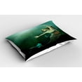 thumbnail image 2 of Ambesonne Green and Blue Pillow Sham 2 Pack, Mermaid Undersea, 26"x20", Jade Green Teal Ivory, 2 of 3