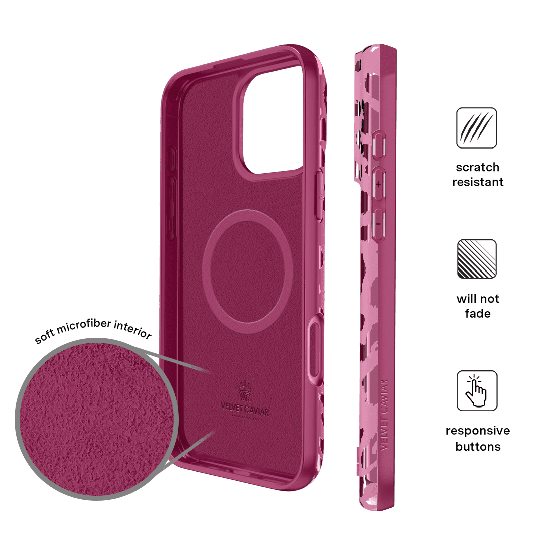 VELVET CAVIAR for iPhone 16 Pro Case - Compatible with MagSafe - Cute Protective Phone Cases for Women - Metallic Pink Ruby Leopard Cheetah Print