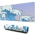 thumbnail image 1 of "Extended Large Gaming Mouse Pad XL, Non-Slip, Stitched Edges - Japanese Blue Wave Design, 31.5 x 11.8 Inch", 1 of 7