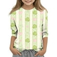 thumbnail image 1 of Tauxra Chandail de la Saint-Patrick pour Adultes, T-Shirt à Manches 3/4 Imprimé Col Rond, T-Shirt Graphique Trèfle Décontracté à Manches Longues pour Activités Festives, 1 of 6