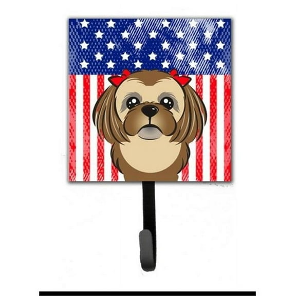 Carolines Treasures BB2179SH4 American Flag & Chocolate Brown Shih Tzu Leash or Key Holder