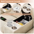 thumbnail image 3 of 116" U Shaped Couch Modular Sectional Sofa with 2 Storage Ottomans & 1 Storage Console,USB Charging Ports & 2 Cup Holders & 2 Throw Pillows,Modern Linen 4 Seater Sofa for Living Room,Apartment,Office, 3 of 11
