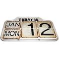 thumbnail image 3 of Calendario perpetuo con tapa de Metal Shabby Chic, calendario permanente, forma cuadrada, acabado desgastado, colgante de pared, reproducción antigua, 3 of 6