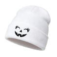 thumbnail image 2 of Haivin Halloween Pumpkin Smiley Embroidered Knit Hat for Men Women Winter Beanie, 2 of 5