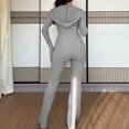 thumbnail image 4 of Wutalume Women's Slim Fit 2-Piece Set, Solid Color Zippered Top and Long Pants, Casual Fall and Spring Tracksuit Outfit,Light Gray S, 4 of 6