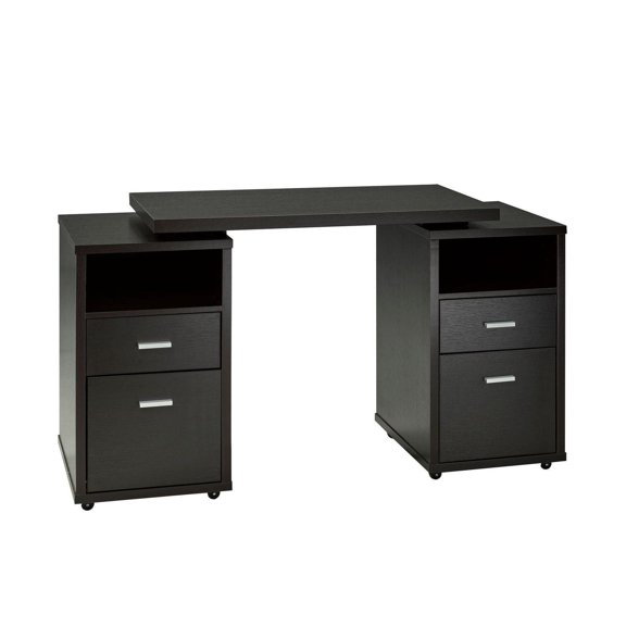 Bureau de bureau avec côté extensible & Roulettes, Cerise noire