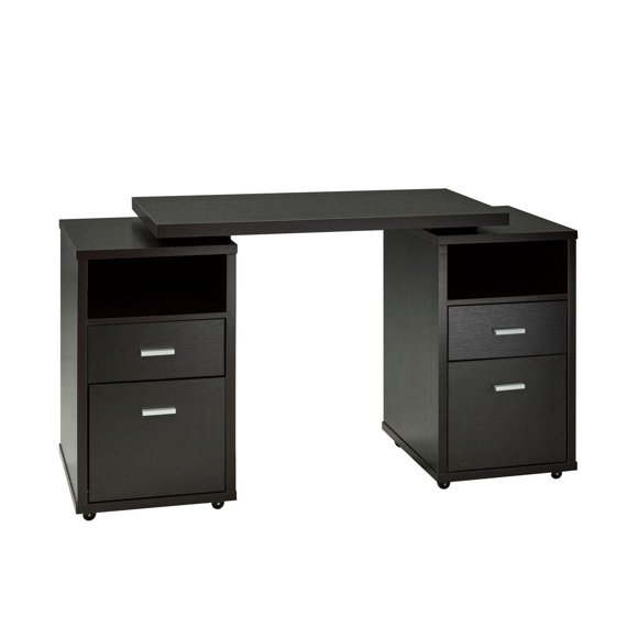 Bureau de bureau avec côté extensible & Roulettes, Cerise noire