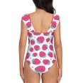 thumbnail image 6 of Yiaed Hand Drawn Strawberry Print Women's Ruffled One Piece Swimsuit V Neck Swimwear Slimming Monokini for Woman-XX-Large, 6 of 8