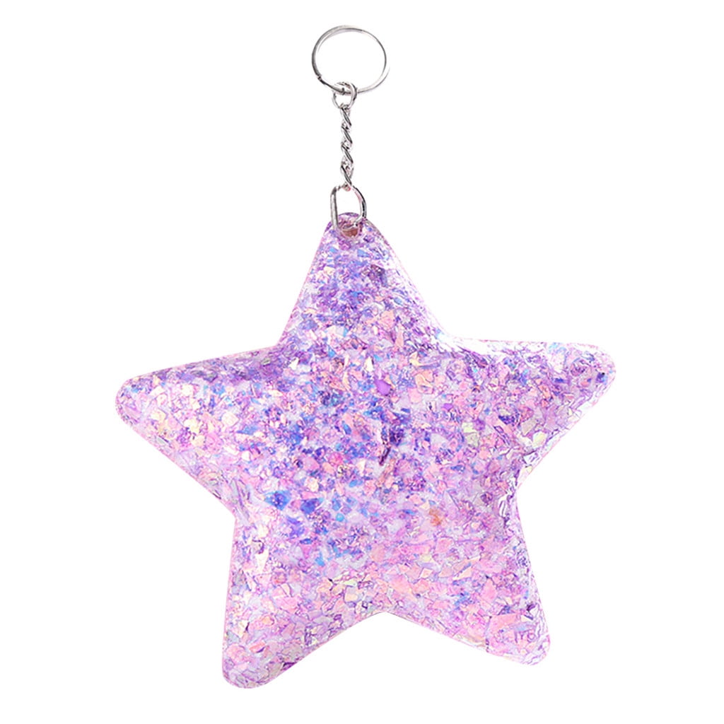 yuehao keychains sequin keychain star sequin pendant key keychain fashion ring gift colorful