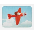 thumbnail image 1 of Kids Bath Mat, Cute Airplane Flying in the Cloudy Sky Little Boy Pilot Baby Children Cartoon Print, Non-Slip Plush Mat Bathroom Kitchen Laundry Room Decor, 29.5 X 17.5 Inches, Orange Blue, Ambesonne, 1 of 2