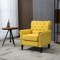 thumbnail image 2 of Mid-Century Modern Accent Chair, Linen Armchair with Tufted Back and Wood Legs, Upholstered Lounge Arm Chair Single Sofa Chair for Living Room Bedroom, 2 of 6