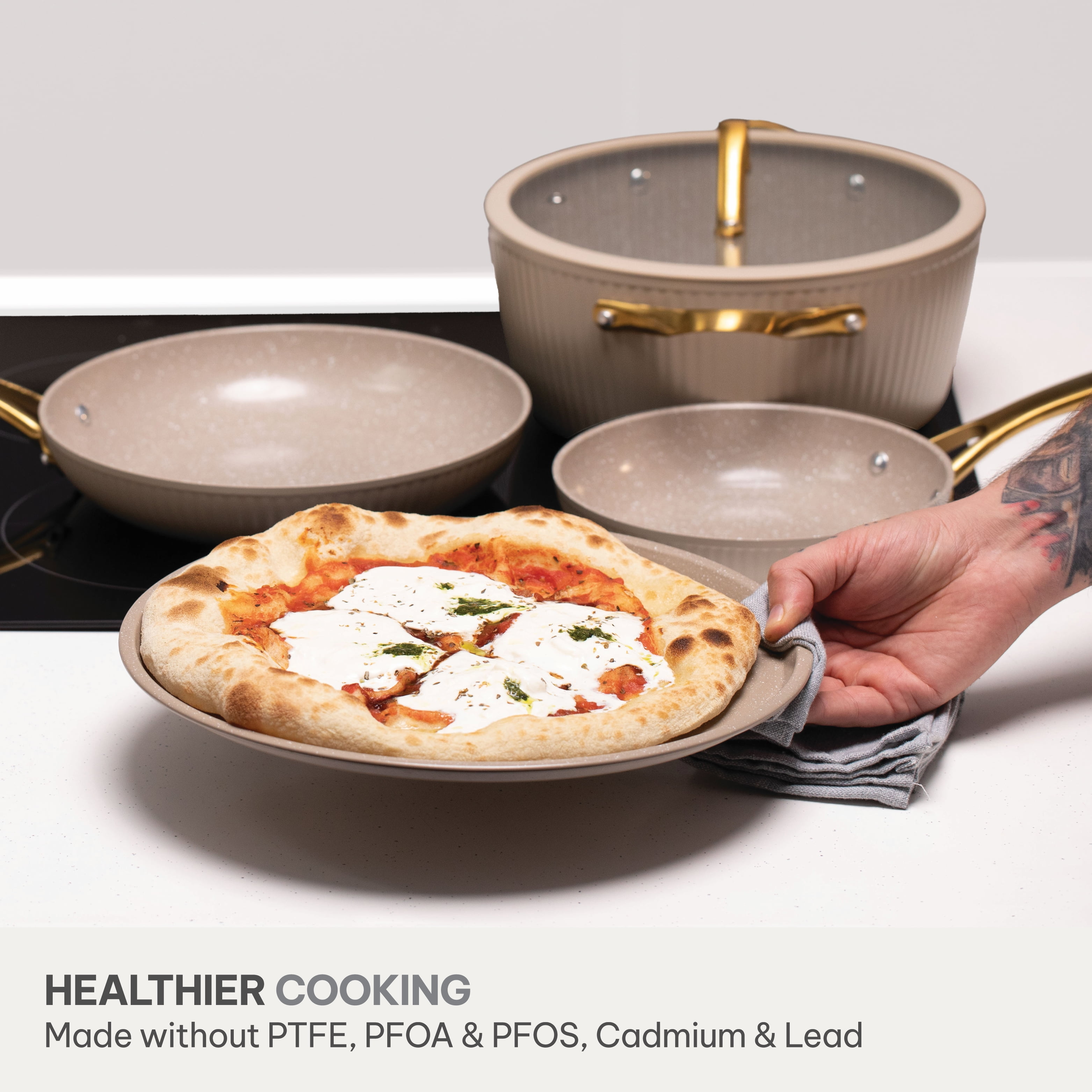 Thyme & Table 32-Piece Non-Stick Cookware & Bakeware Set, Taupe