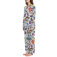 thumbnail image 2 of FORMRS Womens Pajama Set Long Sleeve Top and Pants with Pockets Soft Comfy Lounge Sleepwear, Sizes S-2XL, White Doodle Pattern, 2 of 7