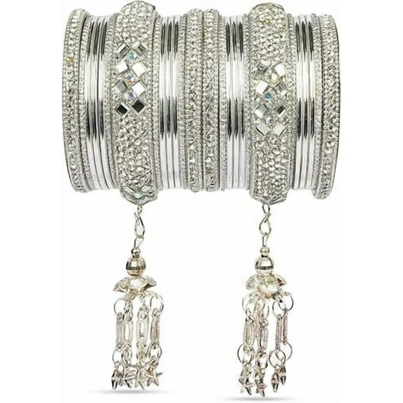 CelesteNation Indian Ethnic Partywear Handmade Bangles Elegant Jewelry for Women, Perfect for Weddings, Festivals, and Everyday Wear (2.4(Small))